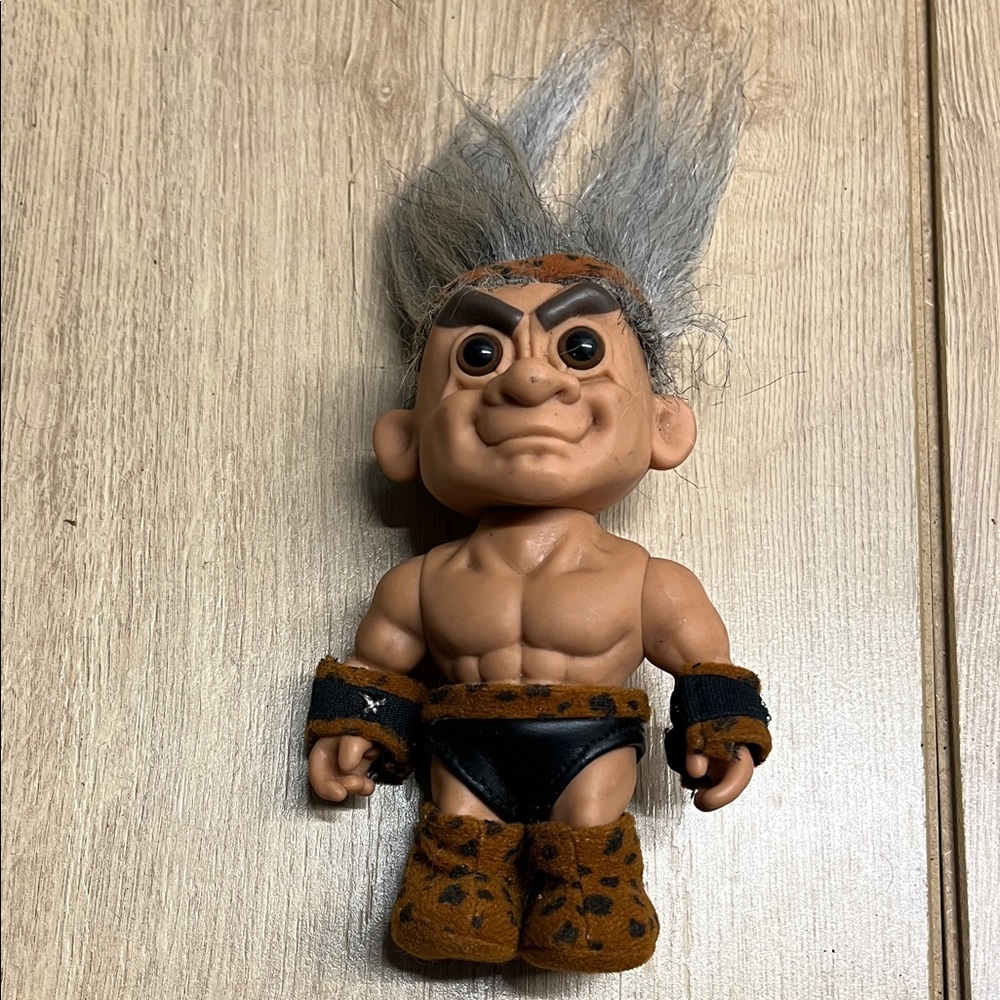 Vintage Troll Doll with Black and Brown Outfit